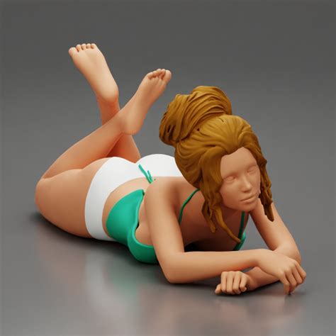 D Printable Sexy Bikini Girl Lying In Bikini By DGeschaft Miniatures Figures
