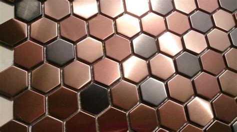 Hexagon Mosaics Tile Copper Rose Gold Color Black Stainless Steel Backsplash Kitchen Tiles Bath