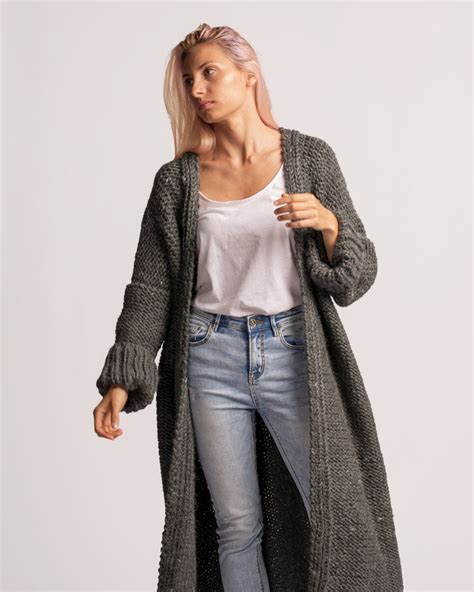 Ankle Length Cardigan Soft Wool Knit Coat Extra Long Etsy