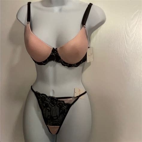 Intimates Sleepwear Lingerie Set Pink And Black Lace Poshmark