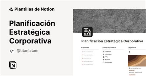 Plantilla Planificación Estratégica Corporativa Notion Marketplace