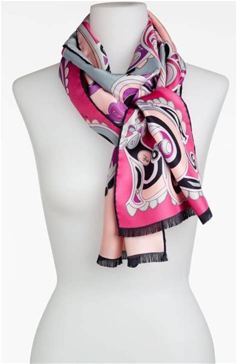 Emilio Pucci Pizzo Silk Scarf In Pink Lyst