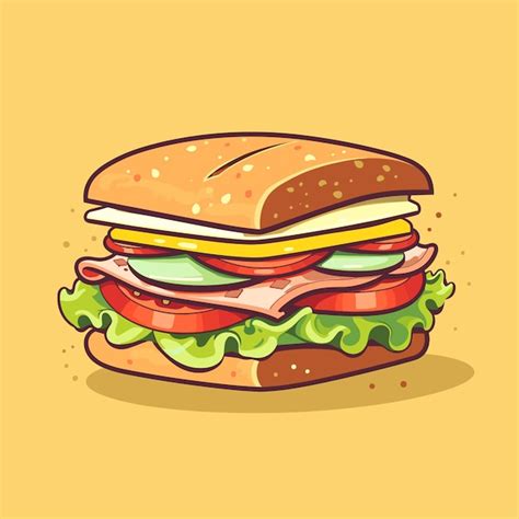 Premium Vector Ham Cheese And Vegetable Appetizing Sandwich Vector