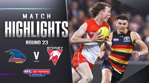 Adelaide V Sydney Highlights Round 23 2023 Afl Youtube