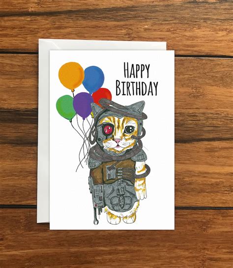 Borg Cat Happy Birthday Greeting Card A6 Etsy