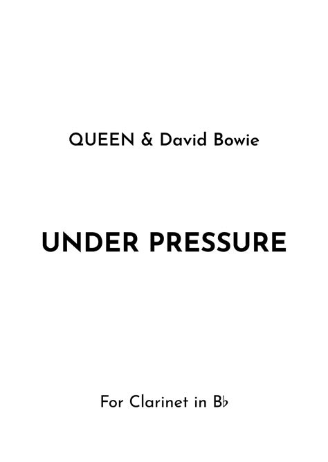 Under Pressure Sheet Music Queen Clarinet Solo