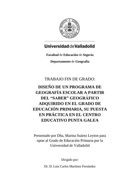 Pdf Dise O De Un Programa De Geograf A Escolar A Uvadoc Uva Es