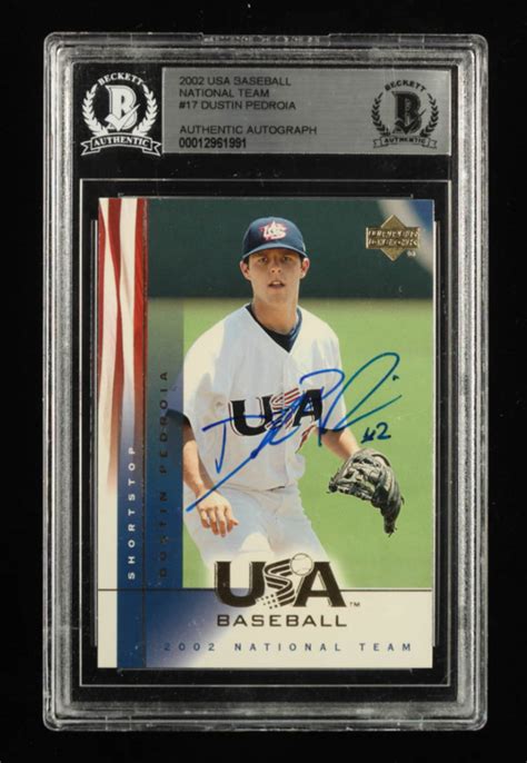 Dustin Pedroia Signed 2002 USA Baseball National Team 17 RC BGS