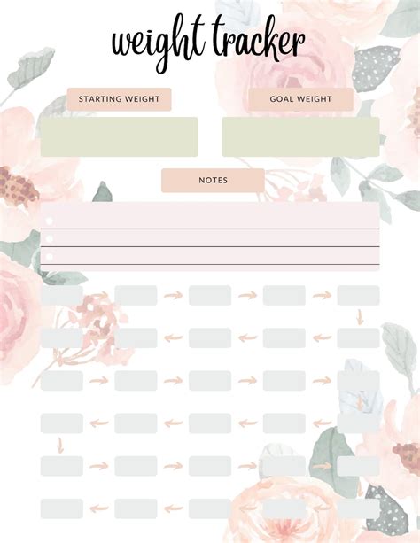 Weight Tracker Pdf Printable And Template Link Etsy