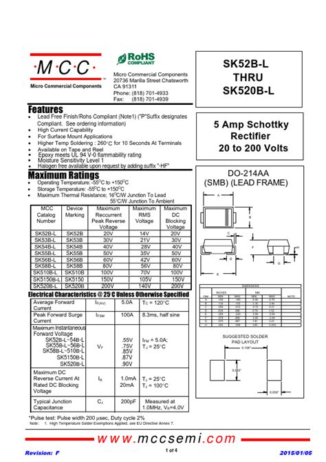 SK56B L Datasheet Pdf MCC