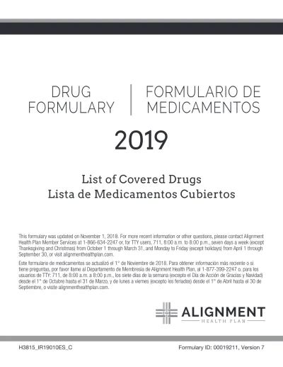 Drug Formulary Formulario De Medicamentos List Of Covered Drugs Lista