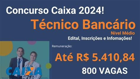 Concurso Caixa 2024 Nível Médio Para Técnico Bancário Edital