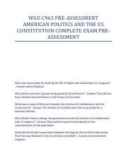 American Politics And The Us Constitution Pre Assessment And Course Hero