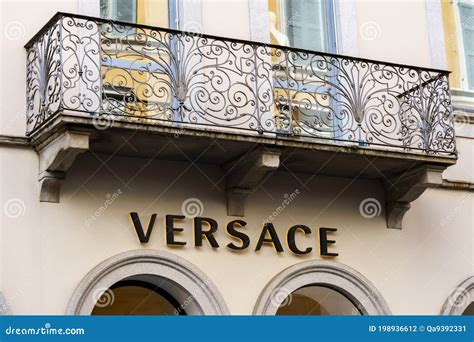 Versace Logo Of Store In Milan`s Fashion District Montenapoleone Area