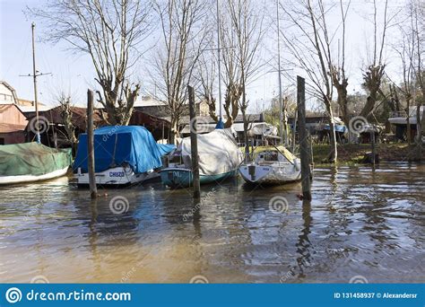 Tigre Buenos Aires State Argentina Boat Tied To Wooden Dock