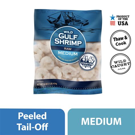 Frozen Wild Gulf Medium Raw Shrimp Peeled And Deveined 16 Oz