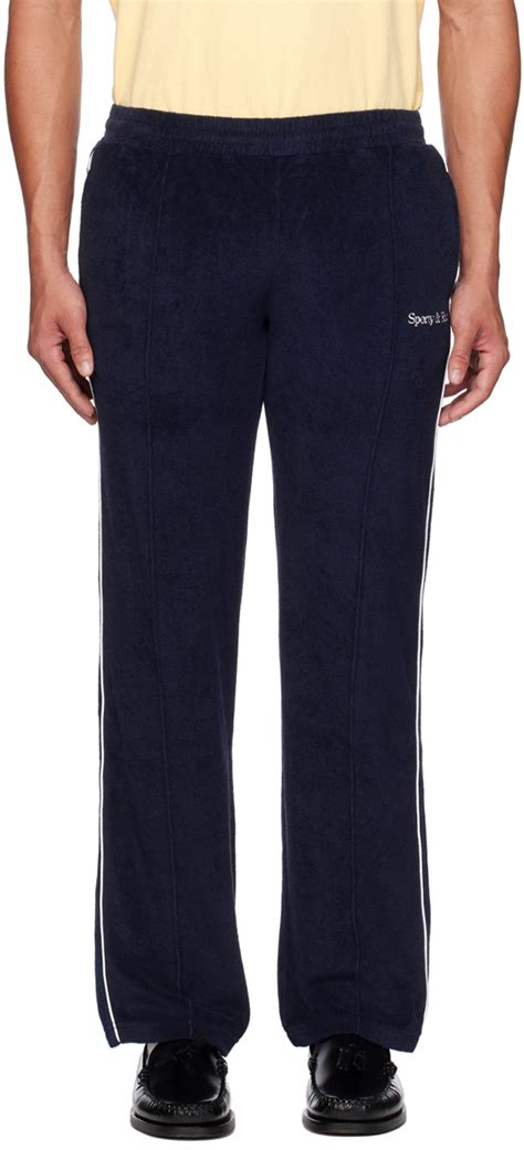 Navy New Serif Track Pants By Sporty And Rich On Sale