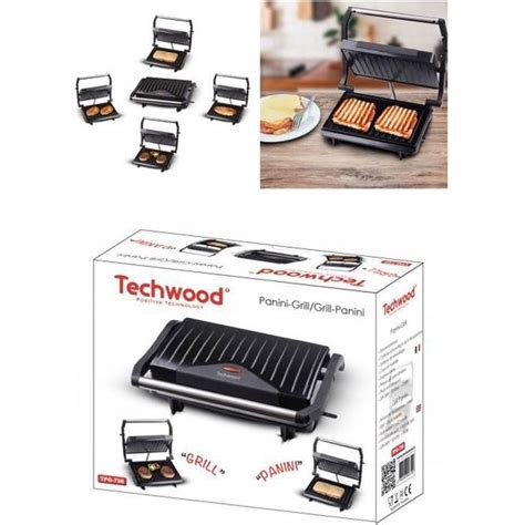 Grill Viande Panini Techwood Plaque Anti Adh Sive W