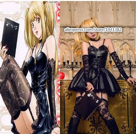 Death Note Misa Amane Black Dress Con I Guanti Calze Cravatte Costume