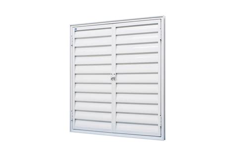 Porta Abrigo 2 Folhas de Abrir Ventilada Alumínio Branco Linha Top A