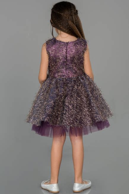 Robe de Soirée Enfants Courte Violet Foncé ABK952 Abiyefon