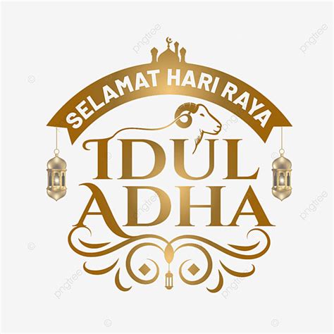 Saludo De Selamat Hari Raya Idul Adha Con Línea De Cabra En Oro PNG