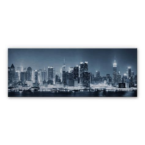 Tableau En Alu Dibond New York At Night 1 Panorama Wall Art Fr