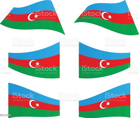 Vetores De Agitando Bandeiras Do Azerbaijão E Mais Imagens De Azerbaidjão Azerbaidjão