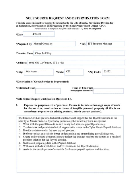 Fillable Online Procurement Cofc Eduprocurement Forms AndSOLE SOURCE