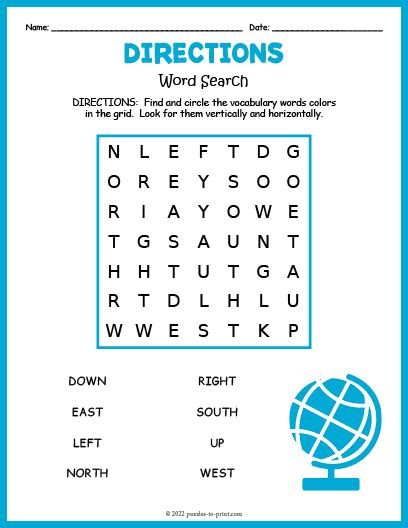 Directions Word Search