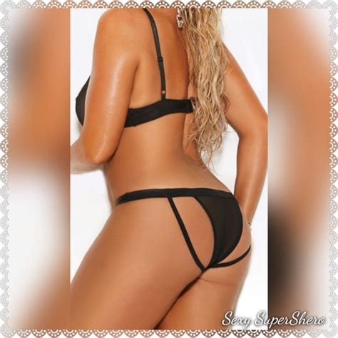 Sexy Supershero Intimates Sleepwear Plus Fishnet Nail Head Lingerie Bra Thong Set Poshmark