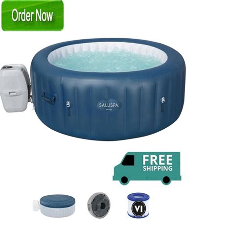 Bestway Saluspa Milan Airjet Plus Round Inflatable Hot Tub Spa Blue Open Box For Sale From