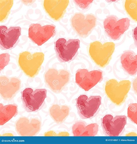 Seamless Watercolor Hearts Background Stock Illustration Illustration