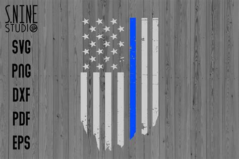 Thin Blue Line America Flag Distressed Svg