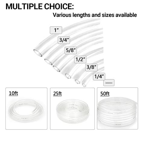 Snapklik Clear Vinyl Tubing 1 2 ID 5 8 OD 10 Ft 60PSI Flexible