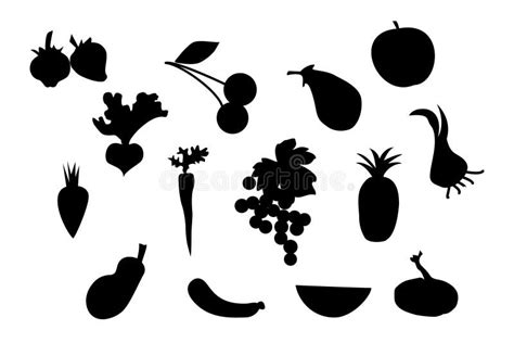 Set Of Fruit And Vegetable Silhouette Stock Image - Image: 9076611