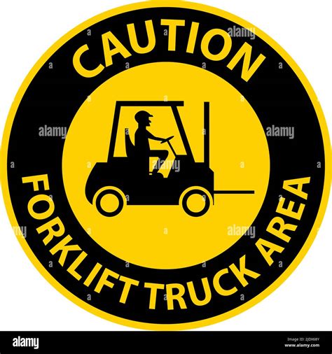 Caution Forklift Truck Area Hazard Warning Label Stock Vector Image