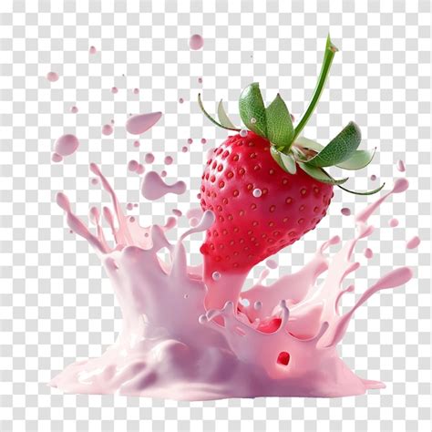 Premium Psd A Strawberry Splashing In A Pink And White Splash