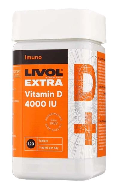 LIVOL Extra Vitamin D 4000IU tabletes 120 gab Piegāde visā Latvijā