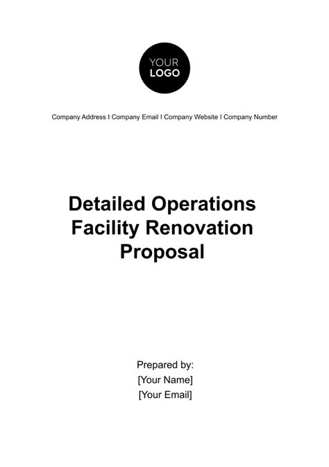 Free Detailed Operations Facility Renovation Proposal Template Edit