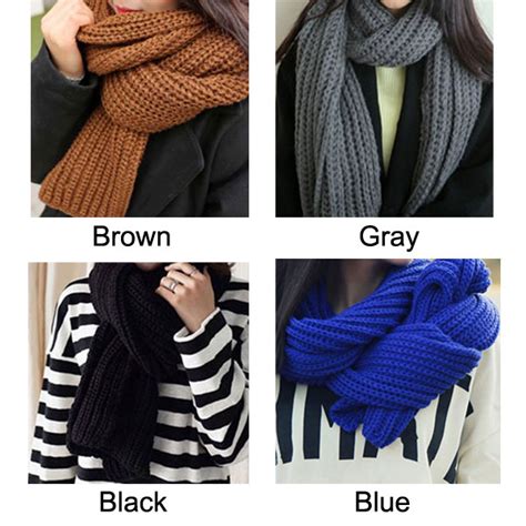 Student Solid Color Warm Knitted Scarf Thick Coarse Woolen Lovers Scarf