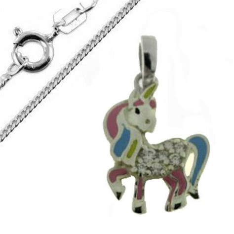 Pendentif Enfants Licorne Avec Cha Ne Argent Sterling Etsy France