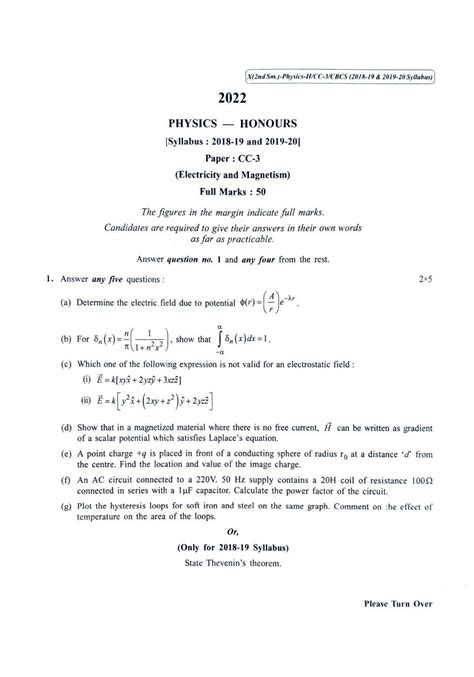 File Cu 2022 B Sc Honours Physics Semester 2 Paper Cc 3 Qp Pdf