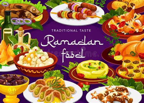 Ramadan Nourriture Iftar Biryani Eid Mubarak Menus Illustration De