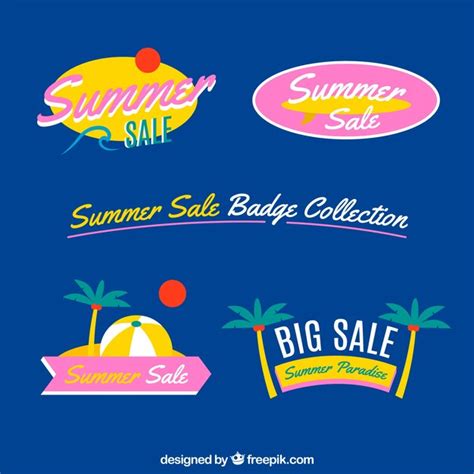 Conjunto De Insignias De Verano De Venta Con Elementos De Vacaciones