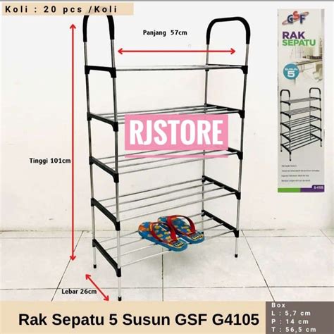 Jual Rak Sepatu 5 Susun Merek Gsf Rak Sepatu 5 Susun Stainless Steel