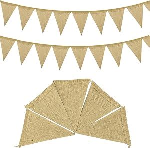 Feet Burlap Flag Banner Pcs Rustic Linen Bunting Natural