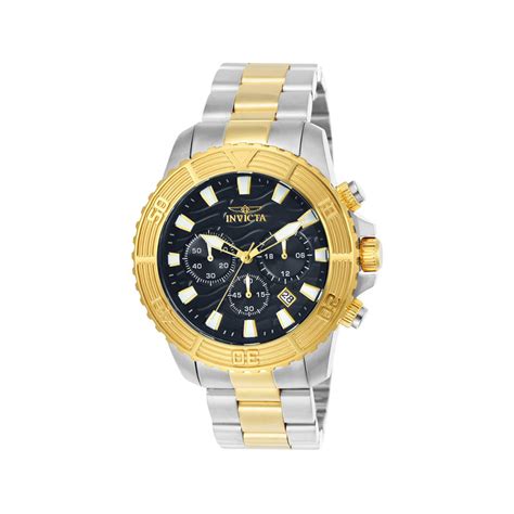 Men S Invicta Pro Diver Two Tone Chronograph Watch With Black Dial