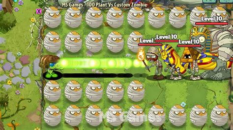 PvZ 2 100 Plants Gatling Pea And All Plants Max Level Vs All Egypt