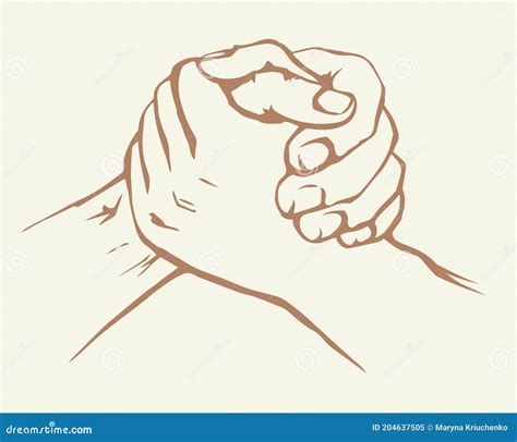 Hand Wrestling Contest Vector Drawing CartoonDealer 204637505